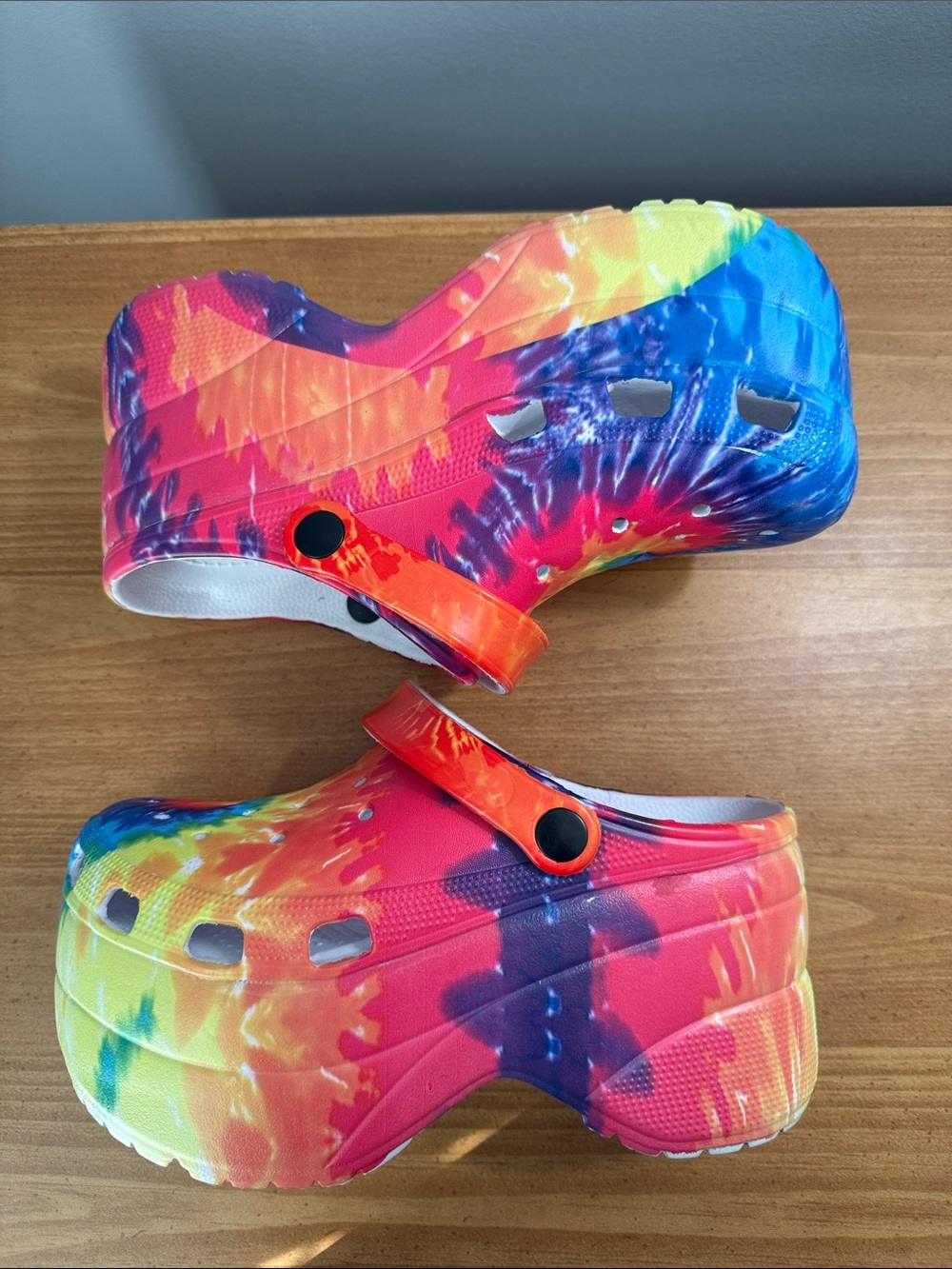Cape Robbin Tie-Dye Platform Clogs in Rainbow